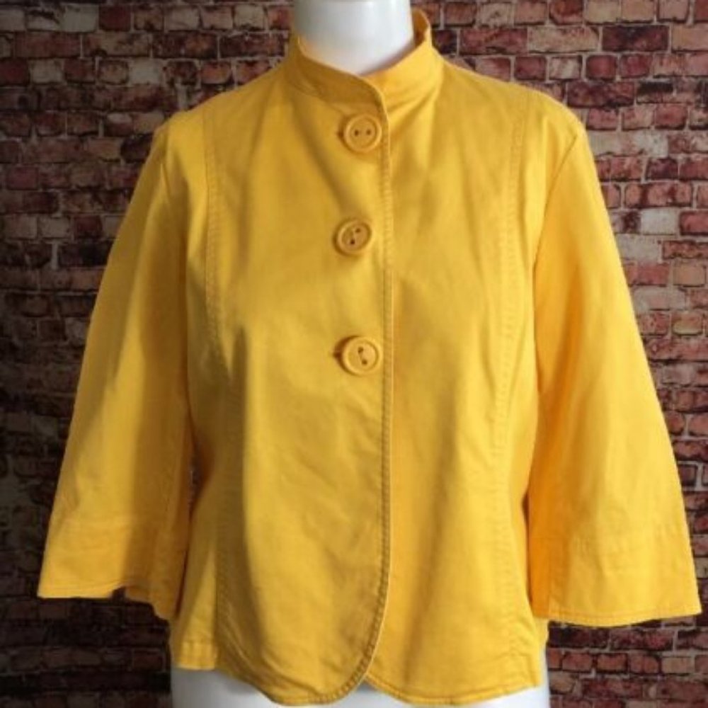 Coldwater Creek Yellow Mandarin Collar Casual Blaz